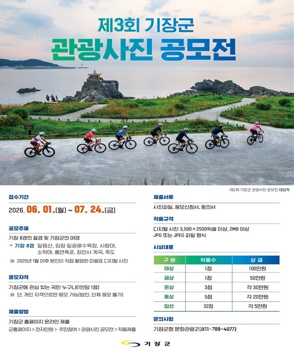 【기장】제3회 기장관광사진 공모전…'기장 8경·야경' 주제